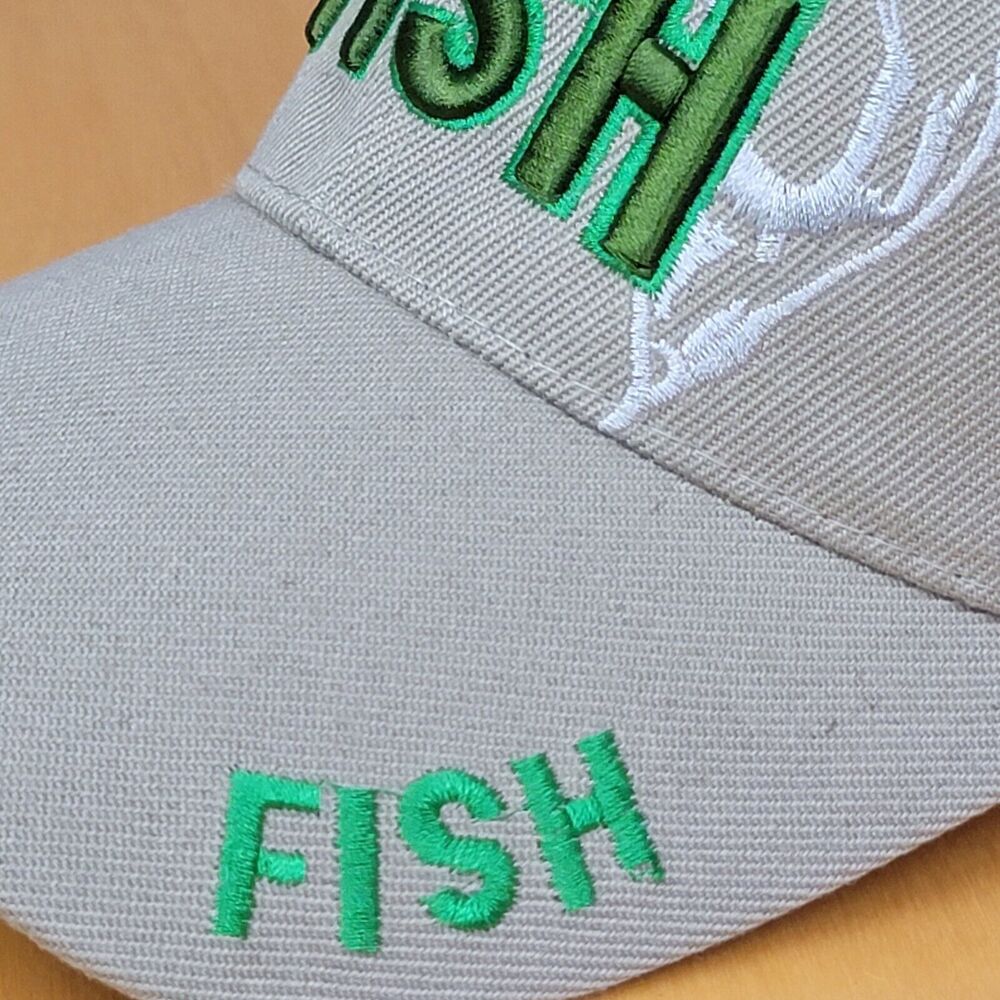 Embroidered Shut Up & Fish Fishing Hat Biege Adjustable Hook & Loop Trucker Cap - Picture 11 of 16